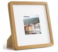 8x8 Picture Frame Natural Oak Solid Wood Photo Frame with HD Tempered Glass,Handcrafted Wooden Rounded Corner 8x8 Collage Photo Frame Matted to 4x4 Frame, Wall or Tabletop Decor