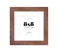 8x8 Rustic Wood Square Frame With Mount for 6x6 Pictures 28mm Edge Frame Display with Wall Hooks and Kickstand, 1 Pack