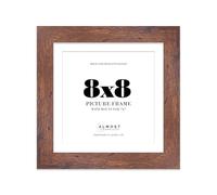 8x8" Rustic Wood Square Frame With Mount for 7x7" Pictures 28mm Edge Frame Display with Wall Hooks and Kickstand, 1 Pack