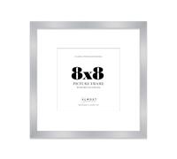 8x8 Silver Picture Frame with Mount for 6x6 Photos, Prints - Modern Square Wall Frame, 1 Pack