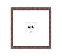 8x8" Square Picture Frame, Display Pictures 4x4" With Mat or 8x8" Without Mat, Wall Hanging & Free Standing Photo Frame, Walnut, 1 Pack
