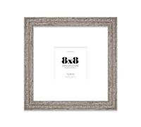 8x8 Walnut Ornate Photo Frame With White Mat For 5x5 Picture, Ready to Hang or Stand, 1 Pack