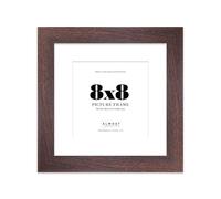 8x8" Walnut Square Frame With Mount for 6x6" Pictures 28mm Edge Frame Display with Wall Hooks and Kickstand, 1 Pack