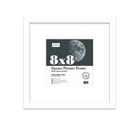 8x8 White Picture Frame with Mount for 6x6 Photos, Prints - Modern Square Wall Frame, 1 Pack