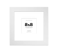 8x8" White Square Frame With Mount for 5x5" Pictures 28mm Edge Frame Display with Wall Hooks and Kickstand, 1 Pack