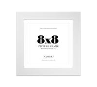 8x8" White Square Frame With Mount for 7x7" Pictures 28mm Edge Frame Display with Wall Hooks and Kickstand, 1 Pack