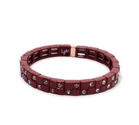 8x8mm Double Zirconia Charms Elastic Beaded Pure Color Bangle For Women