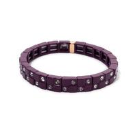 8x8mm Double Zirconia Charms Elastic Beaded Pure Color Bangle For Women