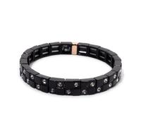 8x8mm Double Zirconia Charms Elastic Beaded Pure Color Bangle For Women