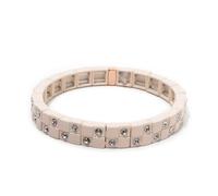 8x8mm Double Zirconia Charms Elastic Beaded Pure Color Bangle For Women