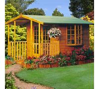 8x9 Shire Gold Fleur De Lys Summerhouse with Verandah - Shiplap