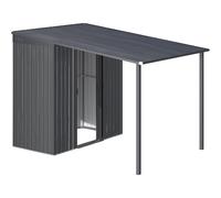 8x9FT 2-in-1 Metal Lean-to Shed & Pergola Combo, Storage Shed with Hardtop Gazebo