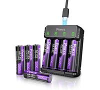 8xAA Rechargeable AA Lithium Batteries with Charger, High Capacity 1.5V AA Battery for Blink Outdoor Camera, Long Lasting Battery with Charing Box (4 Combination Set)