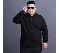 8xl Super Large Size Men's No Pockets Casual Lapel Long Sleeved Shirt Single Chest Work Business Formal Social Polo Shirt 7XL black