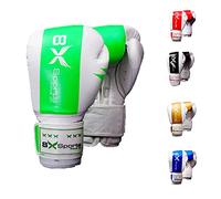 8Xsports move on Boxing Gloves Cowhide leather Training Kickboxing Muai Thai Gloves Pro Punching Bag 8oz 10oz 12oz 14oz 16oz (12 oz, Green)