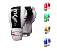 8Xsports move on Boxing Gloves Cowhide leather Training Kickboxing Muai Thai Gloves Pro Punching Bag 8oz 10oz 12oz 14oz 16oz (10 oz, Black)