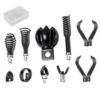 9+1 Heavy Duty Drain Snake Kit,6-Blade Grease Cutter + 8-Piece Clog Remover Set - Rustproof Manganese Steel & CNC Machined - Fits 3/8" to 3/4" Cables