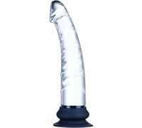 9.1" Large Glass Realistic Dildo, Clear Wide Big Dildo Thick Anal Toy with Raised Texture with Silicone Suction Cup Base, Fat Dildo Adult Sex Toy, XL Penis for Anal Prostate G-Spot Stimulation
