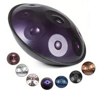 9/10/12 Note Handpan Drum in D Minor - 22" Mtat Sound Healing Instrument at 432Hz/440Hz with Bag Stic & Stand - Dark Purple - Perfect for Beginners