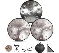 9/10/12 Note Premium Steel Hand Drum, 432Hz/440Hz Handpan Drum Percussion Instrument, 22 Inch Handpan Instrument Hand Pan Drums For Adults And Kids With Drums Tripod(SILVER-12 NOTES,432Hz)