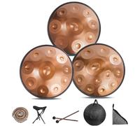 9/10/12 Note Premium Steel Hand Drum, 432Hz/440Hz Handpan Drum Percussion Instrument, 22 Inch Handpan Instrument Hand Pan Drums For Adults And Kids With Drums Tripod(GOLD-10 NOTES,432Hz)