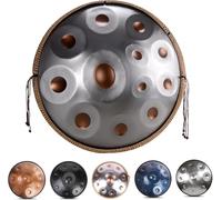 9/10 / 12 Notes Handpan Drum, 432Hz/440Hz Percussion Drum Instruments For Beginners And Professional Players, 22 Inch Hand Pan Drum With Drum Tripod Drumstics And Bag,GOLD+SILVER_10 NOTES,43