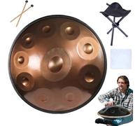 9/10/12 Notes Handpan Drum, D Minor 22'' Steel Hand Drums With Stand,Hand Pan Bag,for Sound Healing, Meditation,Yoga,432Hz/440Hz Handpan Percussion Instrument(Gold,10 Notes(432HZ))