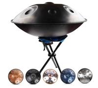 9/10/12 Notes Handpan Drum Sets, 432Hz/440Hz D Minor Steel Hand Pan Percussion Instruments For Beginners And Professional Players, 22 Inch Hand Pan Drum With DrumsTripod Drumsticks And Bag(BLACK-12 NO