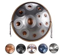 9/10/12 Notes Handpan Drum Sets, 432Hz/440Hz D Minor Steel Hand Pan Percussion Instruments For Beginners And Professional Players, 22 Inch Hand Pan Drum With DrumsTripod Drumsticks And Bag(GOLD+SILVER