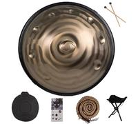 9/10/12 Notes Handpan Drum(Soft Handpan Bag,handpan Mallets,Handpan Stand,woven Rope,Note Stickers) - Harmonic Hand Pan Drum - Professional D-Key Percussion Instrument(Spiral,10 Notes (440Hz))