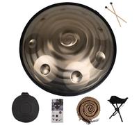 9/10/12 Notes Handpan Drum(Soft Handpan Bag,handpan Mallets,Handpan Stand,woven Rope,Note Stickers) - Harmonic Hand Pan Drum - Professional D-Key Percussion Instrument(Golden spiral,9 Notes (432Hz))