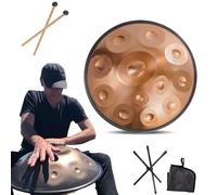 9/10/12 Notes Handpan Instrument - 22 Inch Steel Tongue Drum, Hand Pan Drum with Drums Tripod, Mallets and Carry Bag For Sound Healing, Personal Meditation And Yoga(GOLD-12 NOTES,432Hz)
