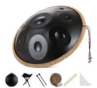 9/10/12 Notes Steel Tongue Drum, 22 in Hand Pan Drums Percussion Instrument, Classic D Minor Generates Meditation, for Musical Education Yoga Entertainment-Black||9 Note
