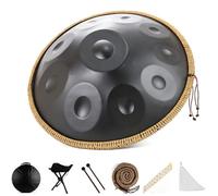 9/10/12 Notes Steel Tongue Drum, 22 in Hand Pan Drums Percussion Instrument, Classic D Minor Generates Meditation, for Musical Education Yoga Entertainment-Black||10 Note