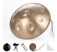 9/10/12 Notes Steel Tongue Drum, 22 in Hand Pan Drums Percussion Instrument, Classic D Minor Generates Meditation, for Musical Education Yoga Entertainment-Gold||12 Note