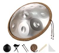 9/10/12 Notes Steel Tongue Drum, 22 in Hand Pan Drums Percussion Instrument, Classic D Minor Generates Meditation, for Musical Education Yoga Entertainment-Silver||12 Note