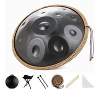 9/10/12 Notes Steel Tongue Drum, 22 in Hand Pan Drums Percussion Instrument, Classic D Minor Generates Meditation, for Musical Education Yoga Entertainment-Black||12 Note