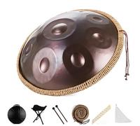 9/10/12 Notes Steel Tongue Drum, 22 in Hand Pan Drums Percussion Instrument, Classic D Minor Generates Meditation, for Musical Education Yoga Entertainment-Brown||10 Note