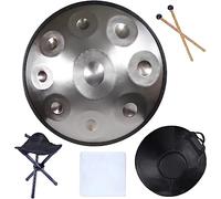 9/10 Notes Handpan Drum Instrument, 22 pouces Handpan Drum In D Minor Percussion, Steel Handpan Bag with Soft Handpan Bag, 2 Handpan Maillets, Handpan Stand, For Sound Healing, Personal Meditatio