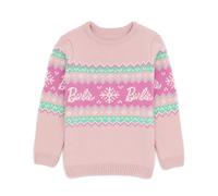 (9-10 Years) Barbie Christmas Jumper (Girls Pink)