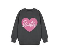Barbie Girls Grey Heart Sweatshirt | Cute Logo Jumper for Kids | Long Sleeve Pullover for Girls | Soft Cotton Blend Sweater | Children's Fashion Apparel Fans | Fashionistas Gift