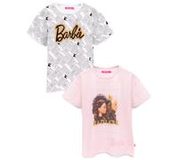 Barbie T-Shirt for Girls 2 Pack | Kids Inspiring Doll Logo Pink White Short Sleeve Top | Kindness Love Unity Clothes 9-10 Years