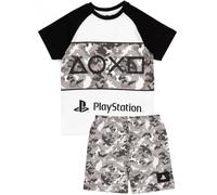 (9-10 Years, Black/Grey/White) Playstation Boys Gaming Camo Short Pyjama Set