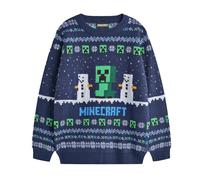 (9-10 Years, Blue) Minecraft Boys Creeper Christmas Jumper