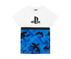 (9-10 Years, Blue/White/Black) Playstation Boys Camo Logo T-Shirt