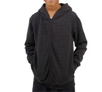 (9-10 Years, Dark Charcoal) Brave Soul Boys Plain Ribbed Cuff Full Zip Hoodie