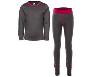 (9-10 Years, Dark Grey Cassis) Trespass Bamba Kids Thermal Base Layer Set