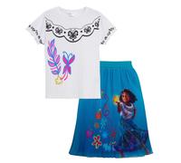 (9-10 Years) Girls Long Encanto Skirt + T-Shirt 2 Pc Outfit Disney Mirabel Dress Up Costume