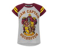 (9-10 Years, Grey/Red) Harry Potter Girls Quidditch Team Captain Short-Sleeved T-Shirt
