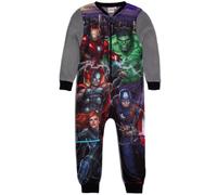 Marvel Avengers Boys Onesie in Grey | Kids All In One Superhero Fleece Jumpsuit Loungewear Pyjamas | Iron Man, Hulk, Thor, & Captain America PJs | Nightwear Pajama Merchandise Gift for Children